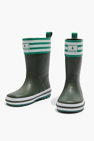 Forest Green Stripe Gumboot Accessories Country Road