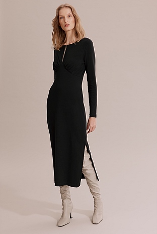 Black Cut-Out Neck Midi Dress - Dresses | Country Road