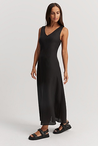 Black Linen Bias Dress - Dresses | Country Road Black Linen Bias Dress - Dresses | Country Road
