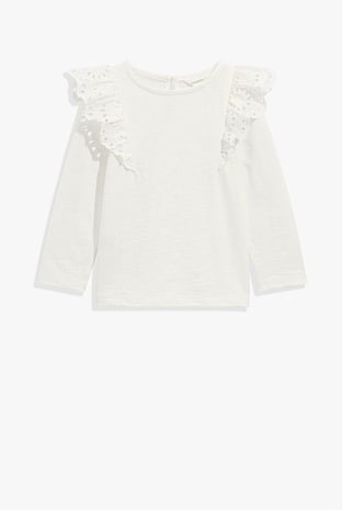 Organically Grown Cotton Broderie Frill T-Shirt