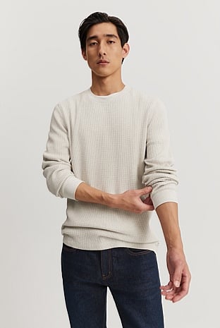 Australian Cotton Waffle Long Sleeve Crew Neck