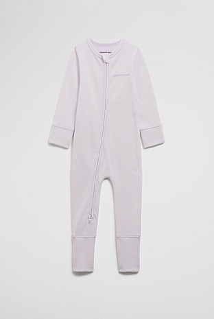 Organically Grown Cotton Stripe Rib Jumpsuit