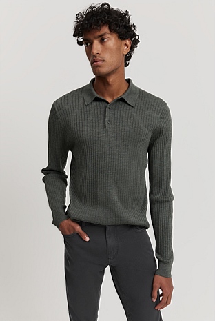 Verified Australian Merino Wool Ribbed Polo