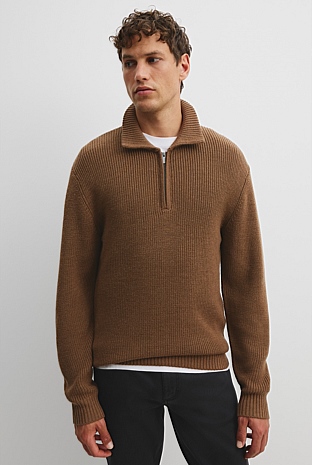 Australian Wool Zip Collar Knit