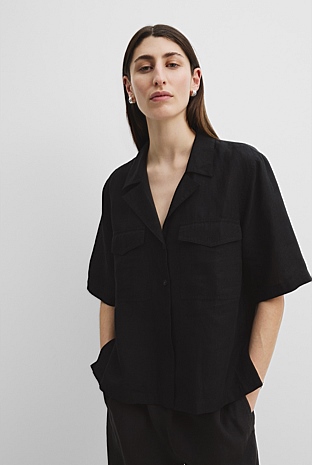 Organically Grown Linen Pocket Detail Shirt