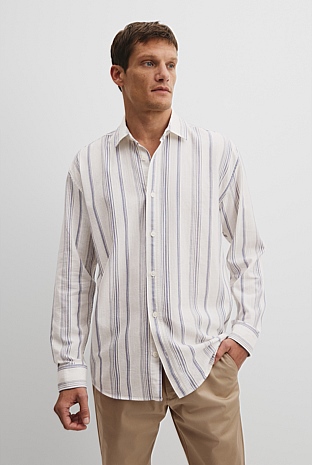 Relaxed Fit Textured Multi Stripe Shirt