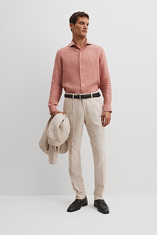 Tailored Fit Organically Grown Linen Puppytooth Shirt