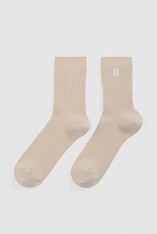 Australian Cotton Blend CR Ribbed Three Quarter Crew Sock