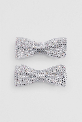 Crystal Bow Clips Pack of 2