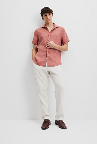 Regular Fit Organically Grown Linen Short Sleeve Shirt