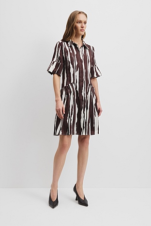 Print Tuck Pocket Mini Dress