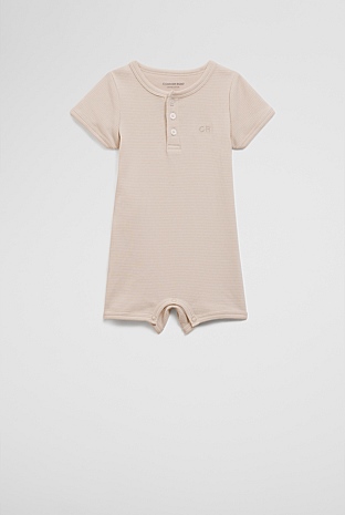 Organically Grown Cotton Stripe Rib Short Sleeve Bodysuit