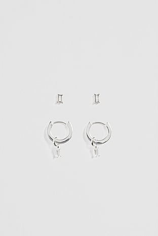 Hoop and Stud Crystal Charm Pack of 2