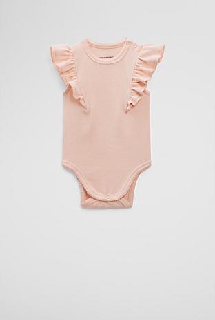 Organically Grown Cotton Rib Frill Bodysuit