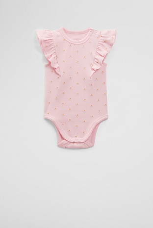 Organically Grown Cotton Rib Frill Bodysuit