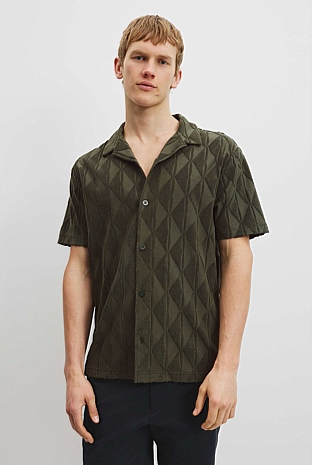 Australian Cotton Blend Tile Terry Short Sleeve Shirt