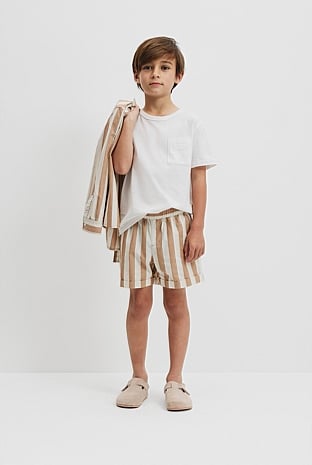 Organically Grown Cotton Blend Stripe Pull-On Short