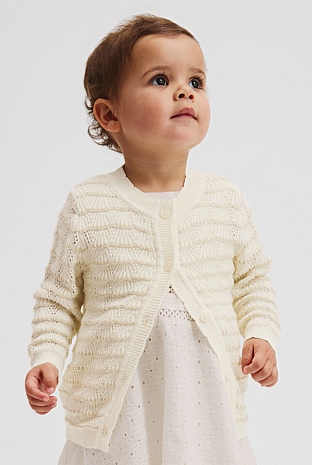 Organically Grown Cotton Crochet Knit Cardigan