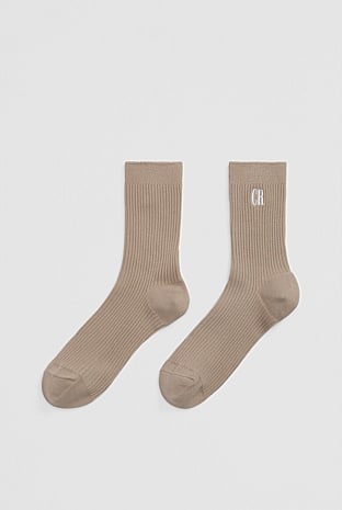 Australian Cotton Blend CR Ribbed Three-Quarter Crew Sock