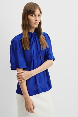 Gathered Short Sleeve Blouse