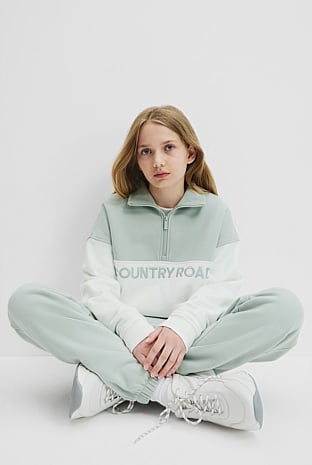 Teen Australian Cotton Logo Half Zip Sweat