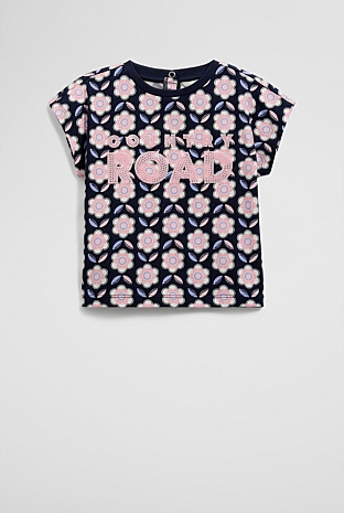 Cotton Sequin Logo T-Shirt