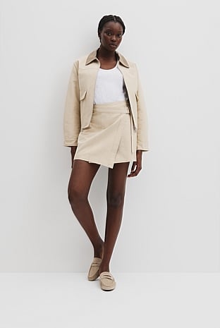 Cotton Wrap Mini Skirt