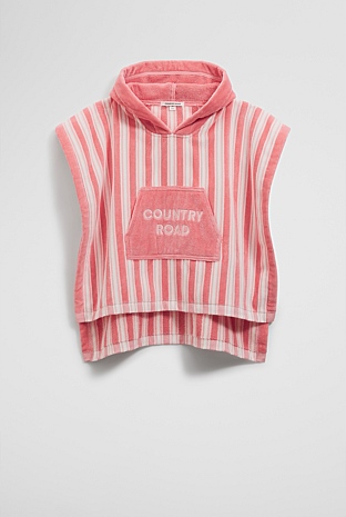 Cotton Stripe Logo Poncho