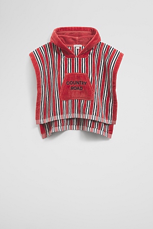Cotton Stripe Logo Poncho