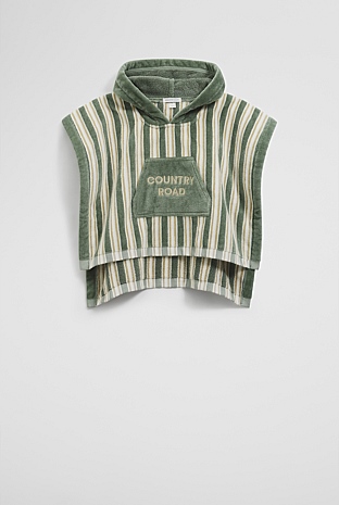 Cotton Stripe Logo Poncho