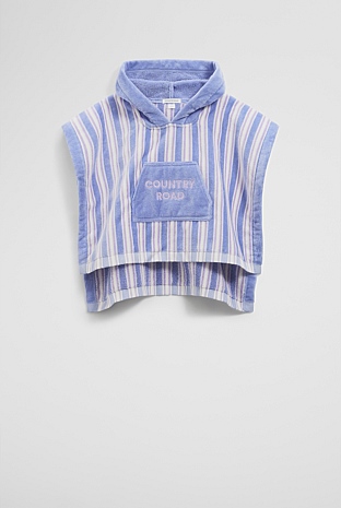 Cotton Stripe Logo Poncho