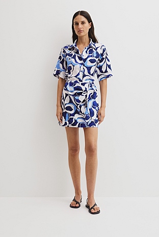 Print Mini Linen Skirt