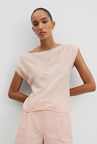 Crinkle Bias Top