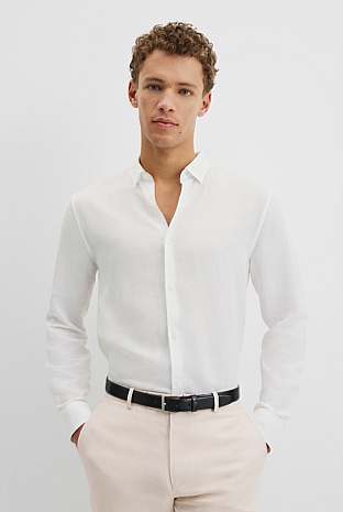 Long Sleeve Slim Linen Cotton Shirt