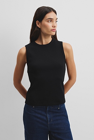 Australian Cotton Blend Fitted Rib Tank