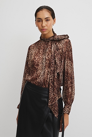 Print Pussybow Blouse