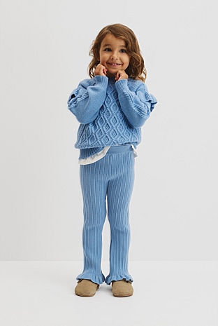 Organically Grown Cotton Blend Rib Knit Pant