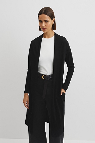 Lightweight Merino Wool Longline Cardigan