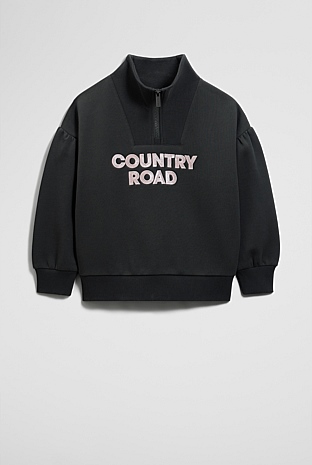 Australian Cotton Blend Sequin Half Zip Sweat