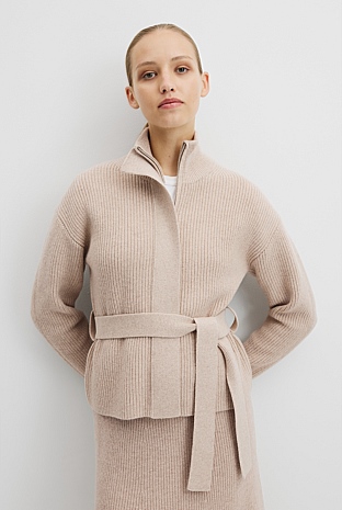 Australian Cotton Blend Belted Knit Jacket