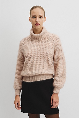 Lofty Merino Wool Funnel Neck Knit