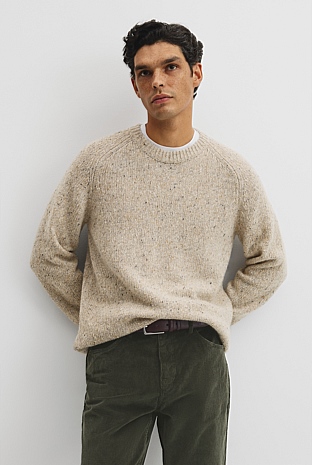 Merino Nep Wool Blend Crew Neck Knit