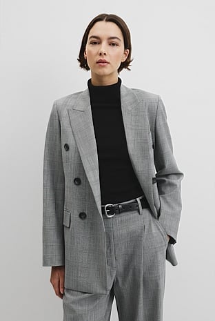 Glen Check Double Breasted Blazer