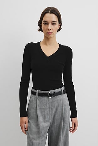 Wool Silk V-Neck Neck