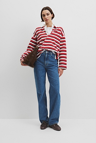 Australian Grown Cotton Stripe Texture Rugby Sweat