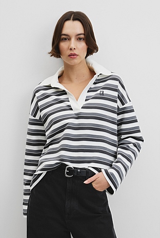 Australian Grown Cotton Stripe Texture Rugby Sweat