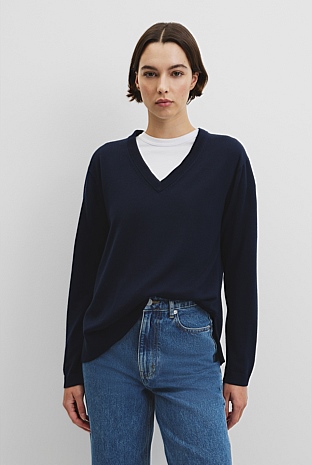 Lightweight Merino Wool V-Neck Knit