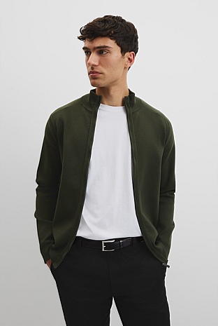 Australian Cotton Silk Blend Zip Through Knit Jacket