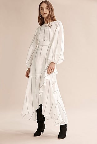 Antique White Check Ruffle Dress - Dresses | Country Road Antique White Check Ruffle Dress - Dresses | Country Road