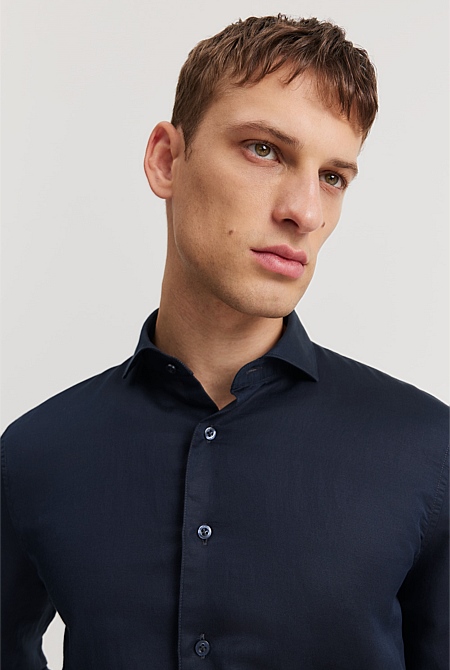 Tailored Fit Cotton Linen Blend Shirt